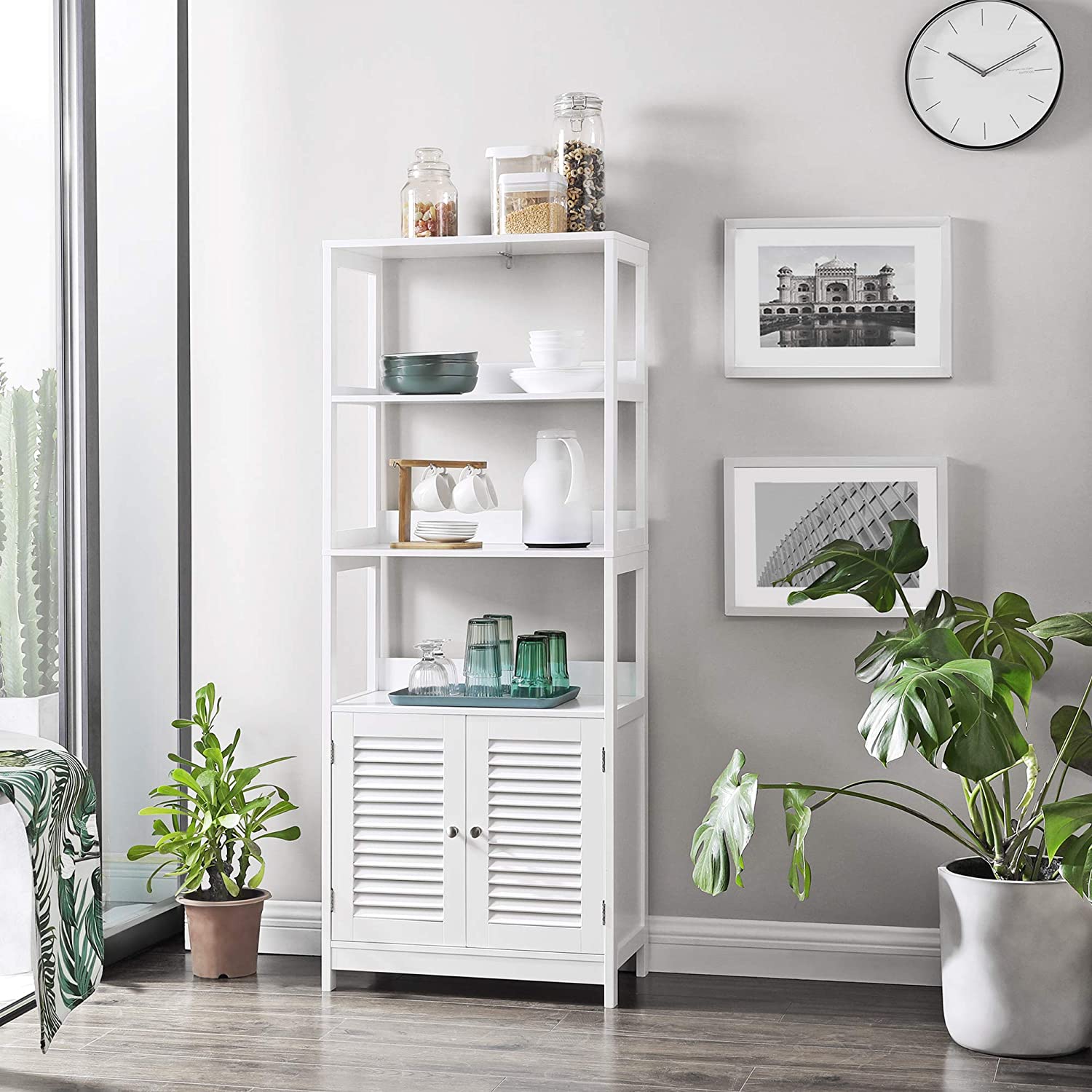 Nancy's Cleverly 2 Badkamermeubel - Badkamerkasten - Kast - Wit - 60 x 32.5 x 122 cm