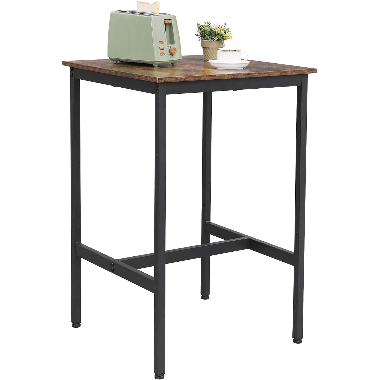 Nancy's Molelos Houten Bartafel - Keukentafel – Keuken Bartafel Vierkant - Hout / Staal - 60 x 60 x 90 cm