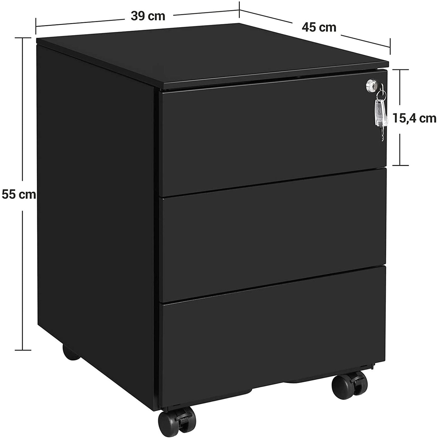 Nancy's Lidova Ladekast - Archiefkast - Kantoorkast - Mat Zwart - Staal - ± 45 x 40 x 55 cm