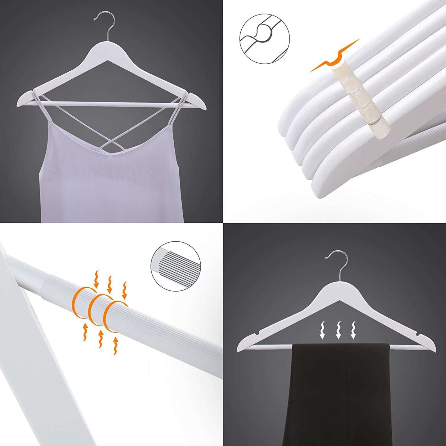 Nancy's Kledinghanger Set van 50 - Houten Kleerhangers met Broeklat - Kledinghangers