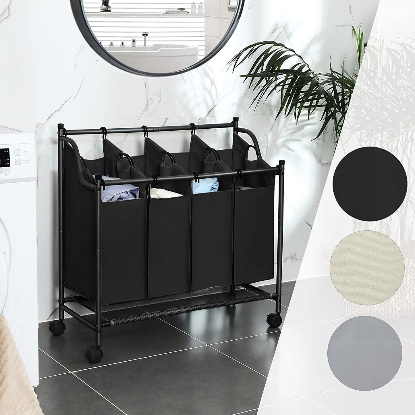 Nancy's Carnaxide Wassorteerder - Wasmand - Wasbox - Zwart - 4 x 35 Liter