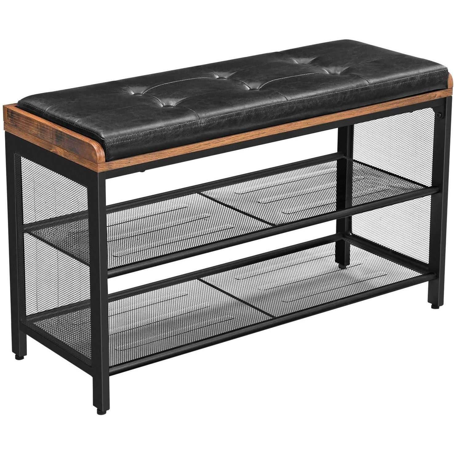 Nancy's Atalaia Schoenenbank - Schoenenrek - Opbergbank - Vintage - Donkerbruin - ± 80 x 30 x 50 cm