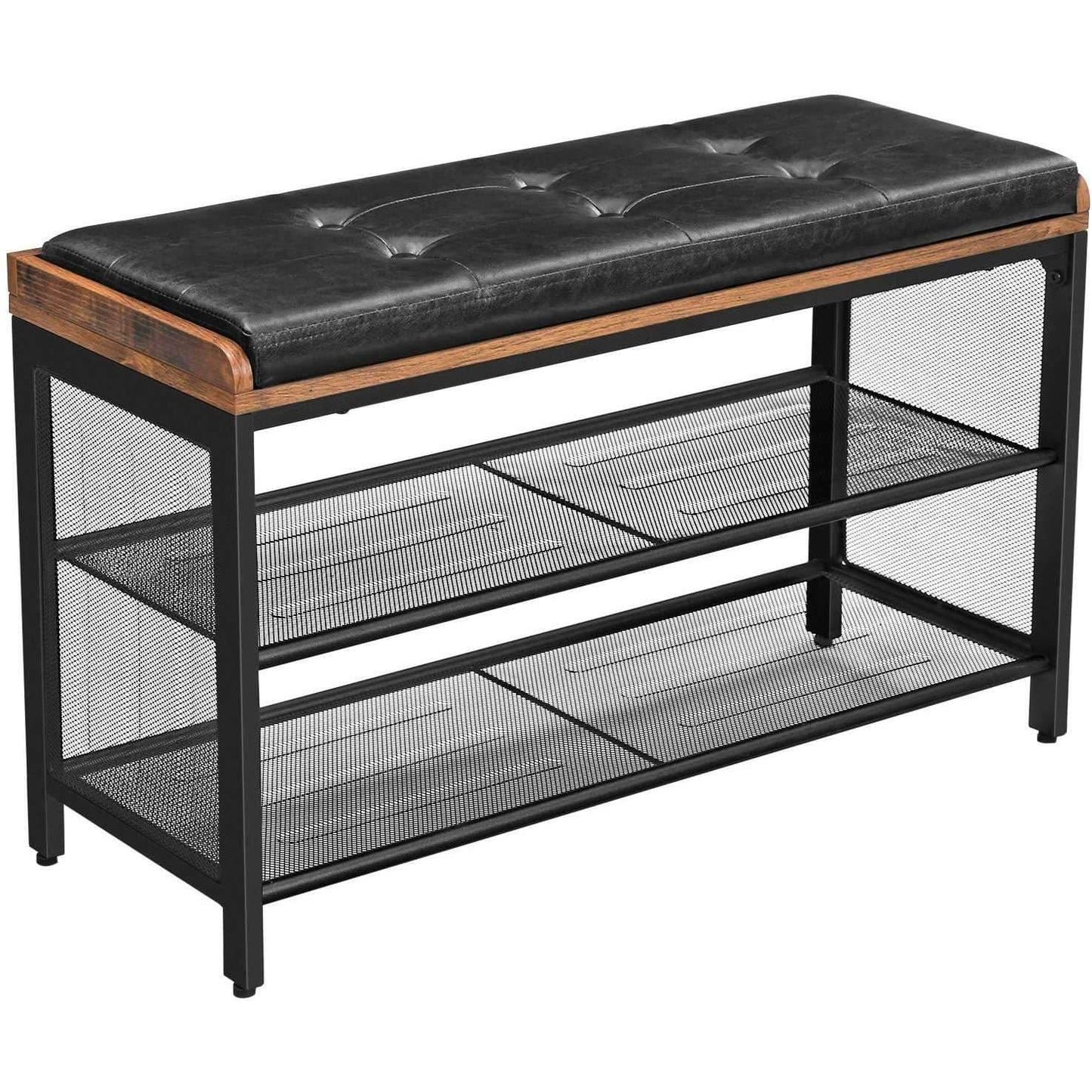 Nancy's Atalaia Schoenenbank - Schoenenrek - Opbergbank - Vintage - Donkerbruin - ± 80 x 30 x 50 cm
