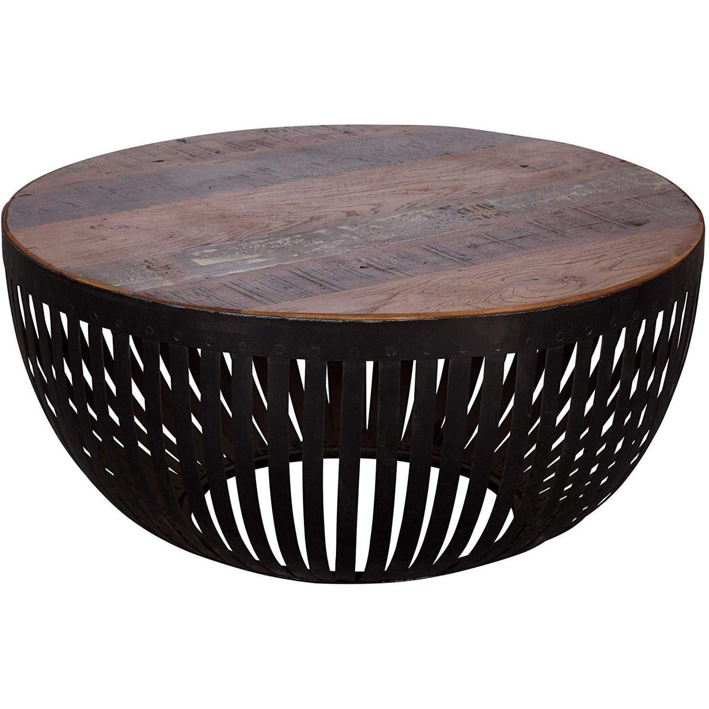 Nancy's Muyan Salontafel - Koffietafel - Gerecycled Mangohout / Staal - ± Ø 70 x 30 cm