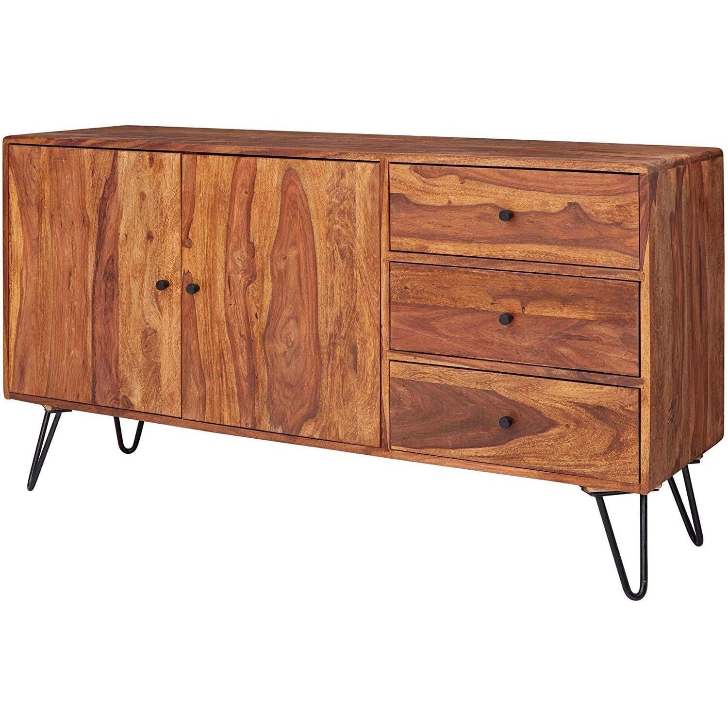 Buffet Draya de Nancy - Meuble de rangement - Commode - Bois de Sesham massif - 145 x 40 x 75 cm