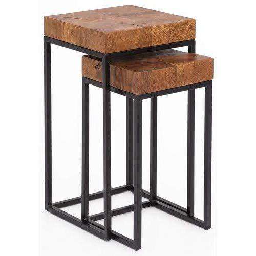 Nancy's Purade Coffee Table Set - Side Tables - Coffee Table - Solid Sheesham Wood / Steel