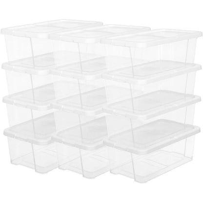 Nancy's  Schoenendoos - Set van 12 - Transparante Opbergdoos  - Plastic Deksel - 35 x 20 x 12,5 cm