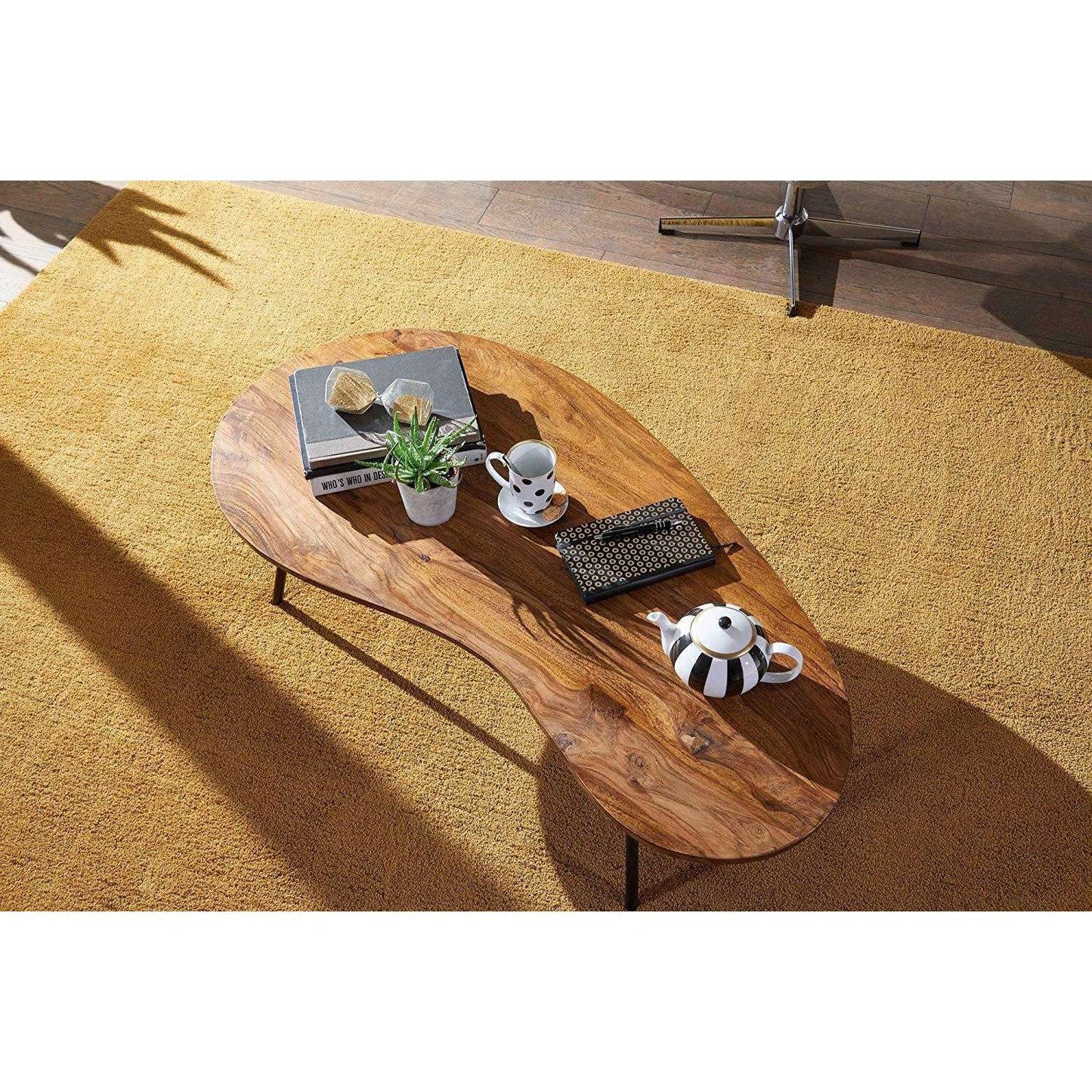 Nancy's Huba massief houten Salontafel - Koffietafel - Bruin / Zwart - Sheesham hout / Staal - ± 120 x 35 x 60 cm