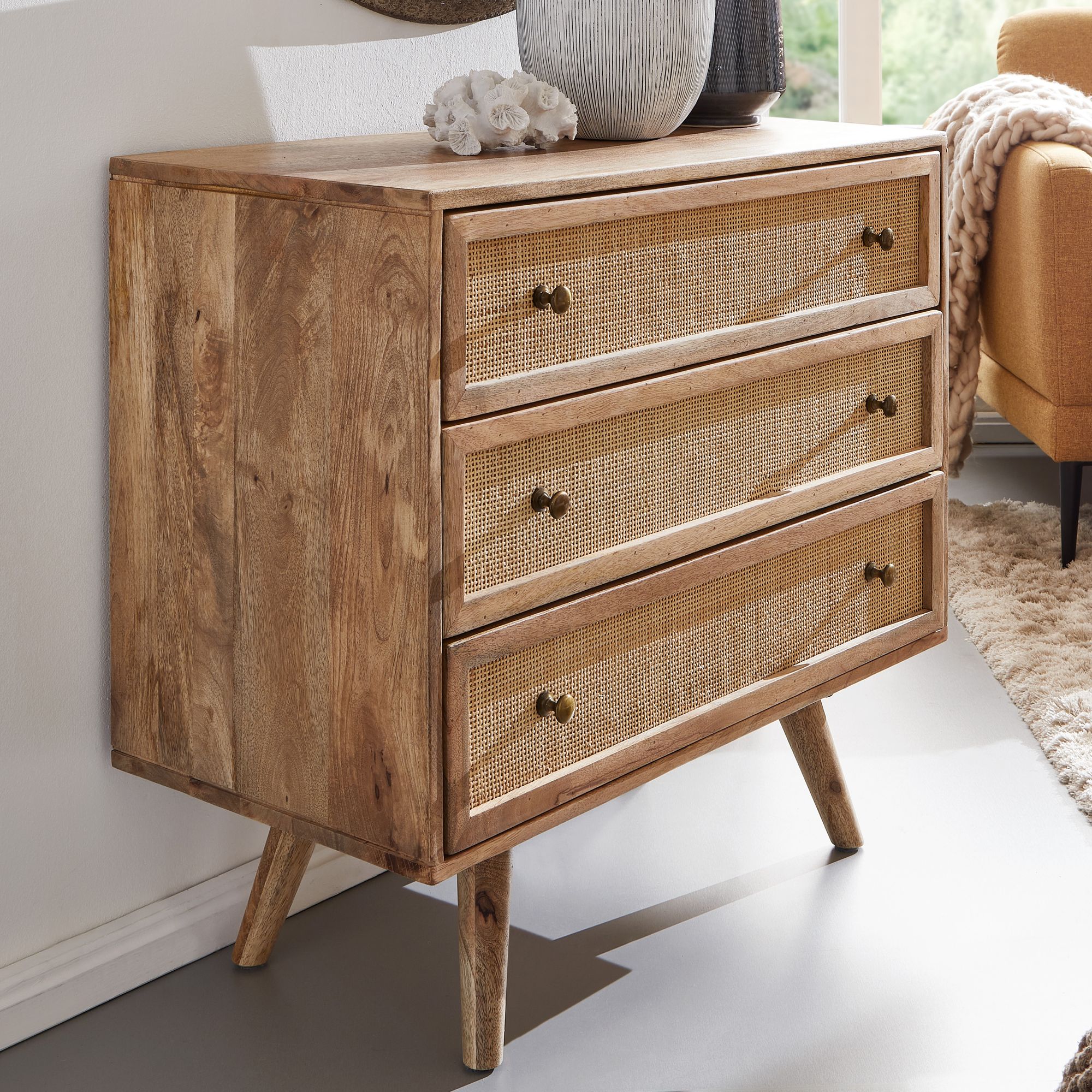 Nancy's Newton Dressoir - Opbergkast - Ladekast - Massief Mangohout- 80 x 75 x 40 cm