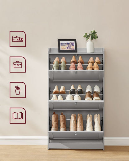 Nancy's Sortelha Schoenenkast - Schoenenrek - Grijs - ± 60 x 25 x 110 cm