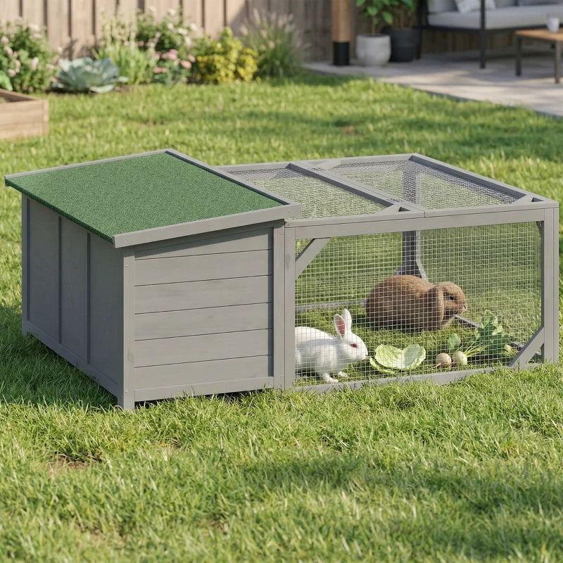 Nancy's Sondalo Dierenverblijf - Konijnenhok - Dierenhok - Grijs / Groen - Dennenhout - ± 125 x 100 x 50 cm
