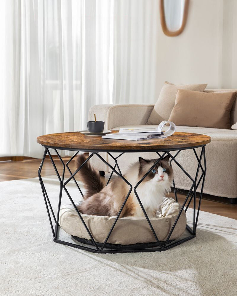 Nancy's Wombwell Salontafel Multifunctioneel - Bruin - Zwart - Industrieel - Vintage - 80 x 45 cm Ø x H