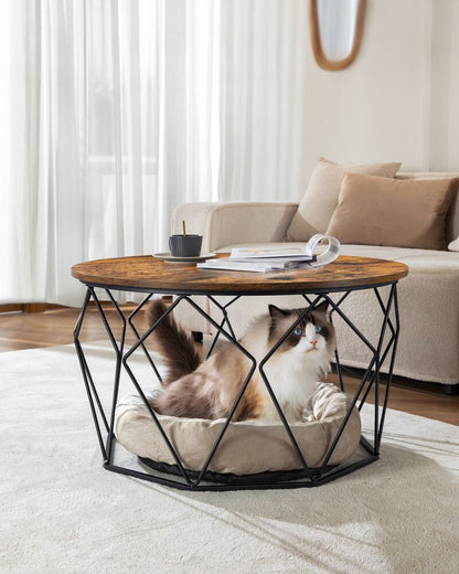 Nancy's Wombwell Salontafel Multifunctioneel - Bruin - Zwart - Industrieel - Vintage - 80 x 45 cm Ø x H