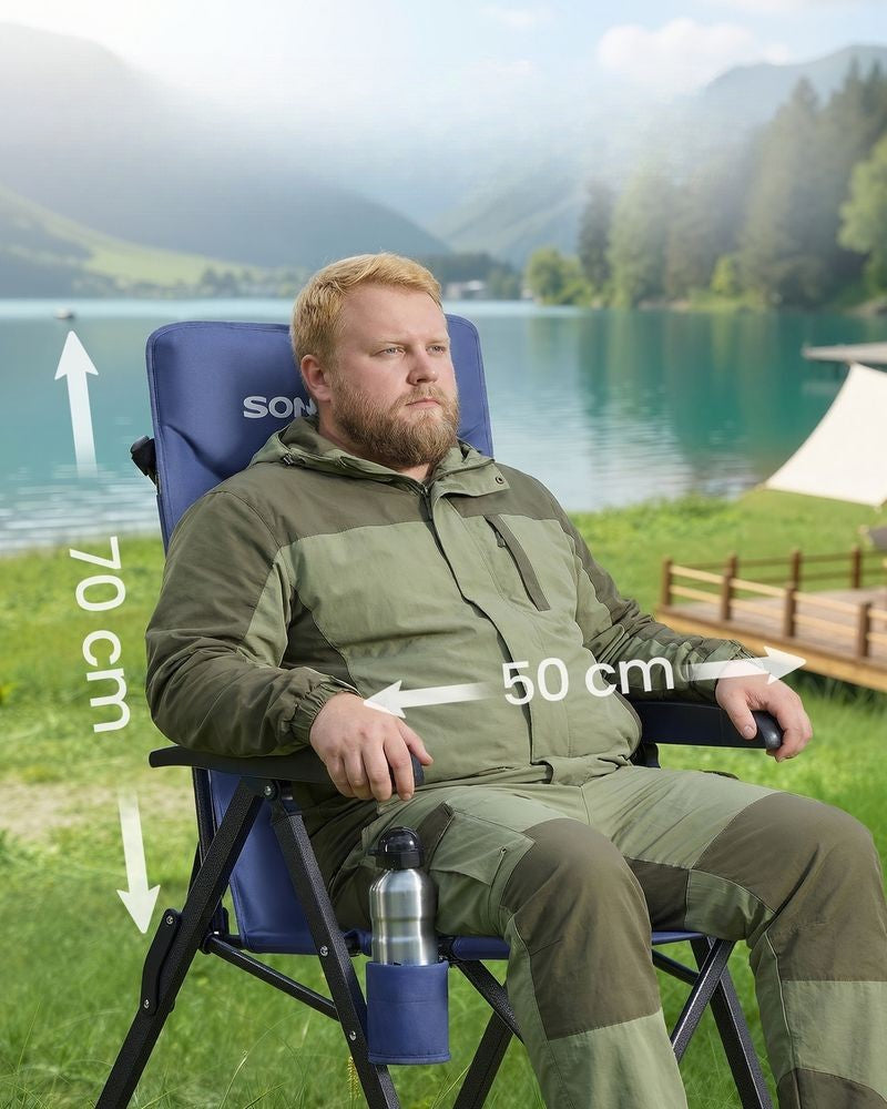 Nancy's Rovolon Campingstoel - Kampeerstoel - Met bekerhouder - Verstelbaar - Blauw