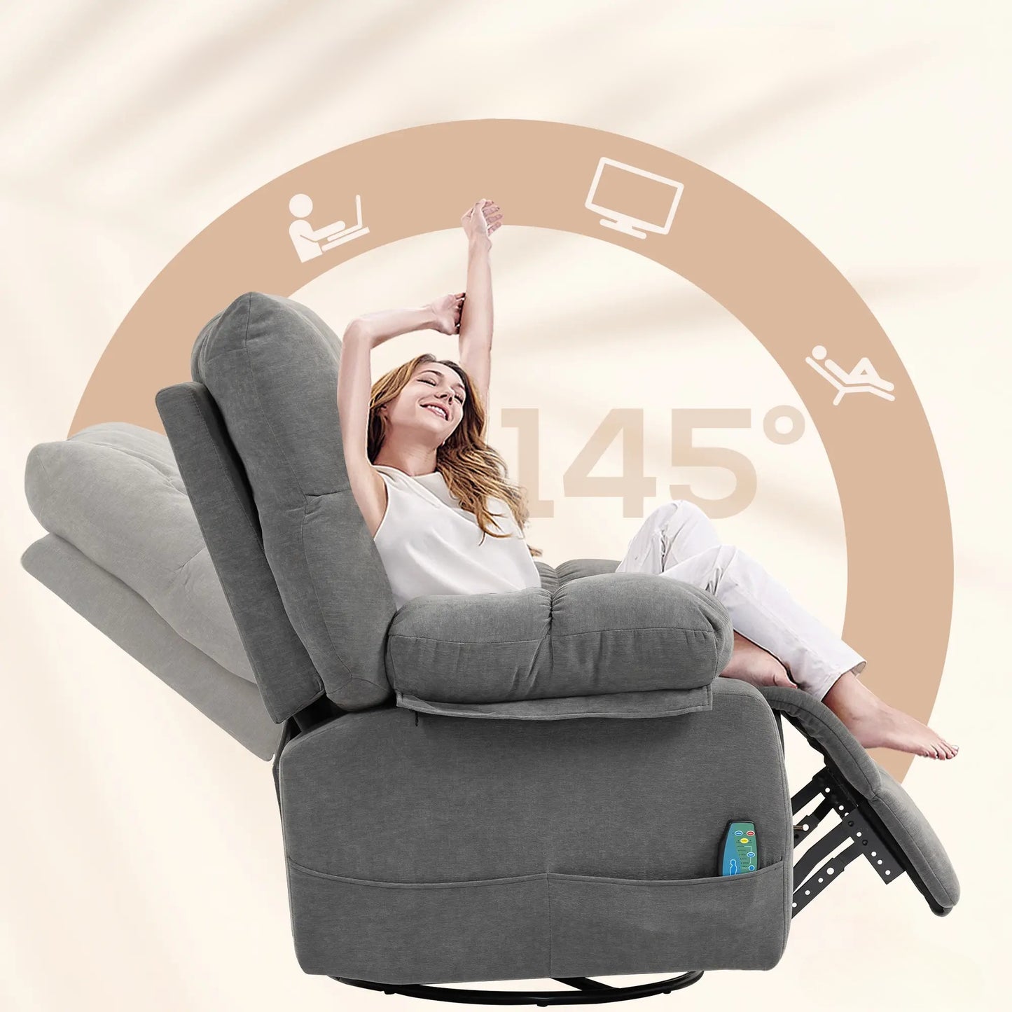 Nancy's Ischia Massagestoel - Relaxfauteuil - Massage & warmte - Volledig verstelbaar - Grijs