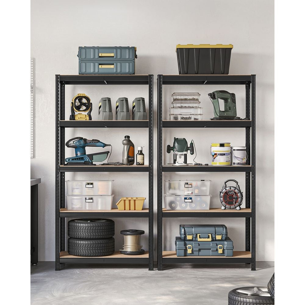 Nancy's Stenico Stellingkast Set van 2 - Opbergrek - Opbergkast - Stellingrek - Zwart - Staal - 90 x 40 x 180 cm