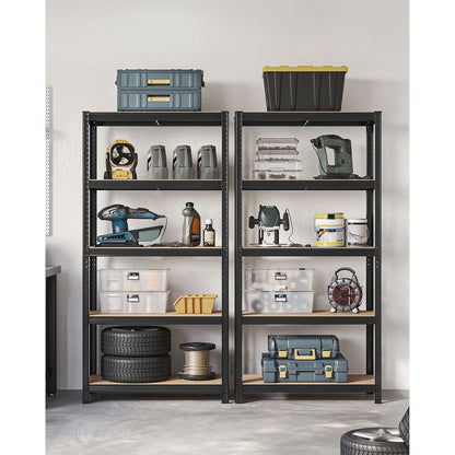 Nancy's Stenico Stellingkast Set van 2 - Opbergrek - Opbergkast - Stellingrek - Zwart - Staal - 90 x 40 x 180 cm