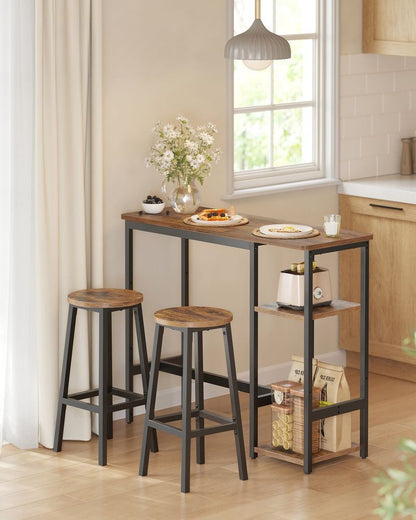 Nancy's Pozzallo Bartafel Set - Barset - Barkrukken met Bartafel - Vintage Bruin / Zwart