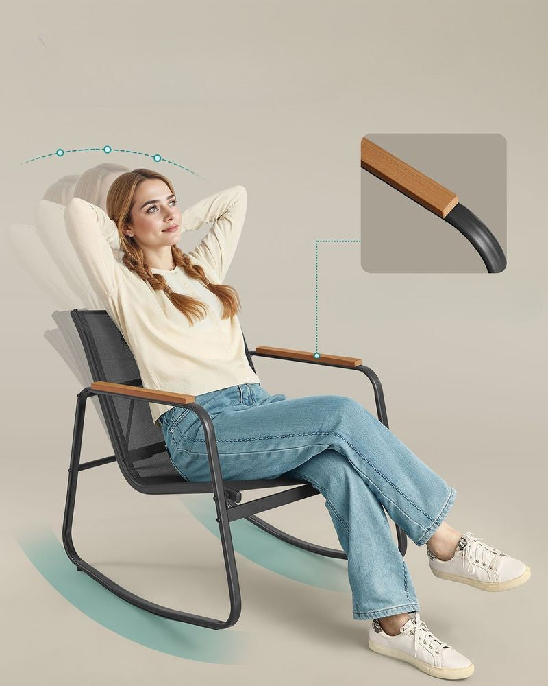 Nancy's Enemonzo Tuinset - Tuinmeubelset - Tuinstoelen met Schommelfunctie - Zwart