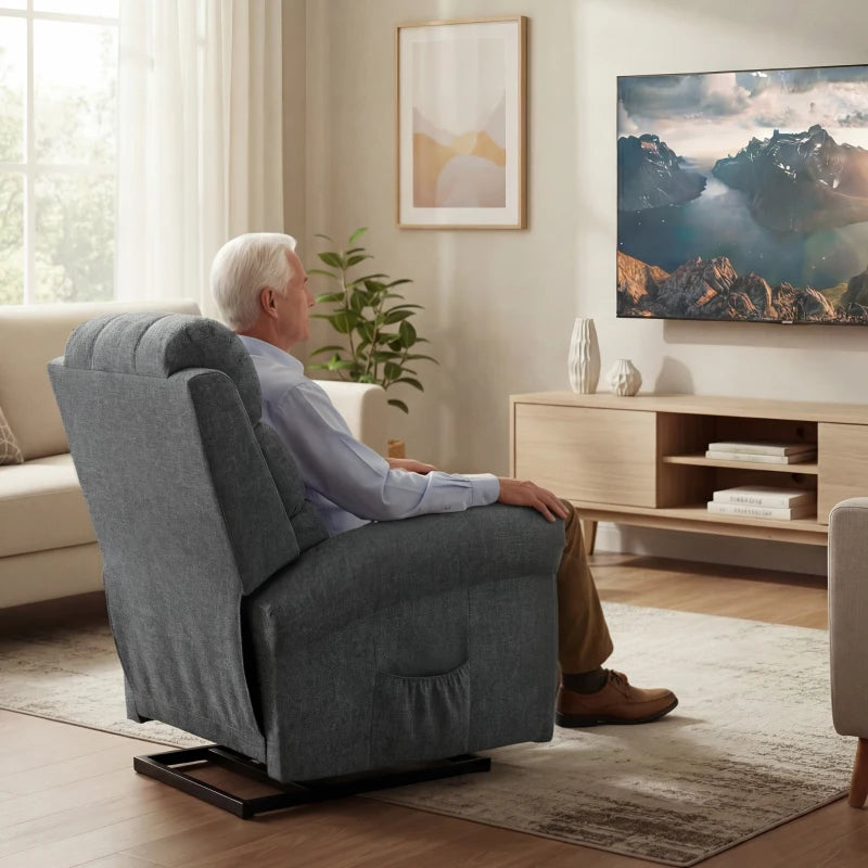 Nancy's Pomarico Sta op Stoel - Seniorenstoel - Relaxfauteuil - Massagestoel - Grijs - Linnen