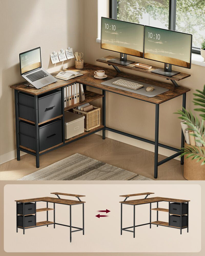 Nancy's Arrzachena Hoekbureau - Computertafel - Laptoptafel - Bureau - Bruin - ± 105 x 135 x 90 cm