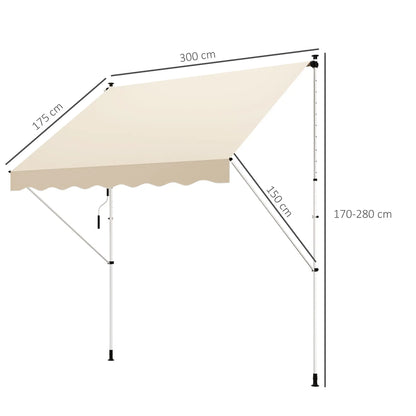 Nancy's Ceva Zonnescherm - Luifel - Klemluifel - Terrasluifel - Beige - 300 cm Breed