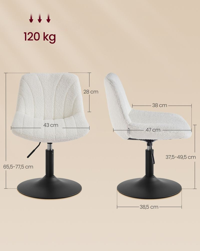 Nancy's Praiano Make-Up Kruk - Make Up stoel - Draaistoel - Kaptafel kruk - In hoogte verstelbaar - Crèmewit