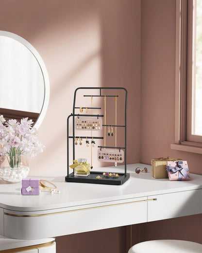 Nancy's Casegas Sieradenhouder - Sieraden rek - Sieradenstandaard - Zwart - Staal / Fluweel - Nancy Homestore