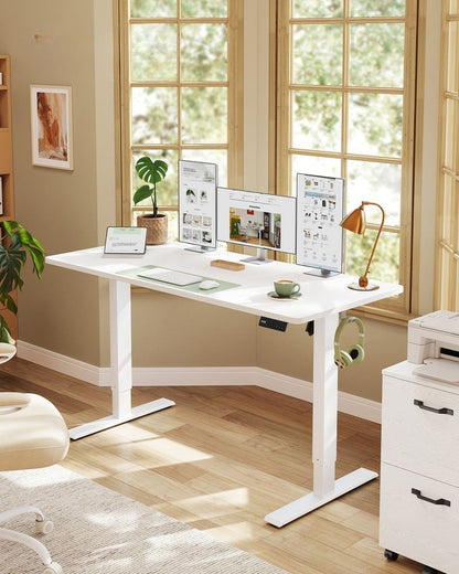 Nancy's Pozzuoli Verstelbare Bureau - Elektrisch Bureau - Zit/Sta Bureau - Wit - 140 x 60 x 72-120 cm