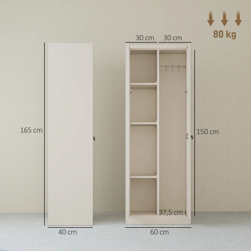 Nancy's Titolo Gereedschapskast - Werkplaatkast - Verstelbare planken - Crèmewit - Staal - 60 x 40 x 165 cm