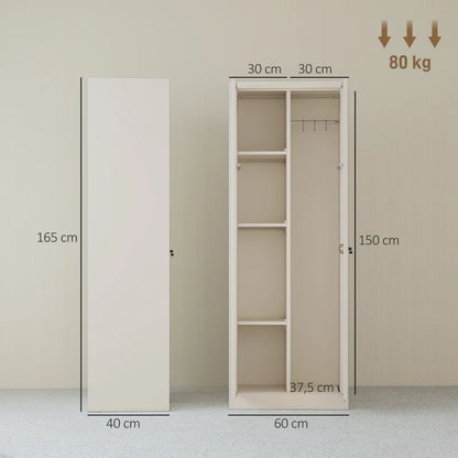 Nancy's Titolo Gereedschapskast - Werkplaatkast - Verstelbare planken - Crèmewit - Staal - 60 x 40 x 165 cm