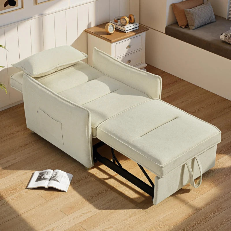 Nancy's Pisciotta Slaapbank - Slaapstoel - Logeerbed - Crèmewit - Chenille