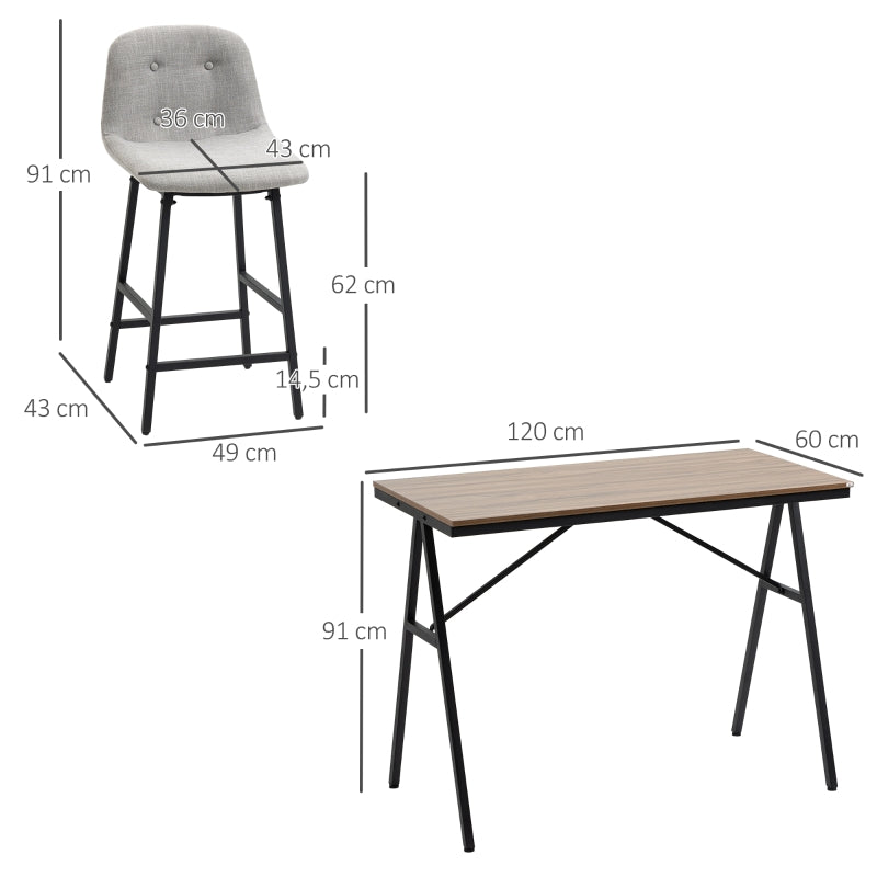 Nancy's Londen Bartafel Set - 5-Delige Bar Set - Bruin / Grijs / Zwart