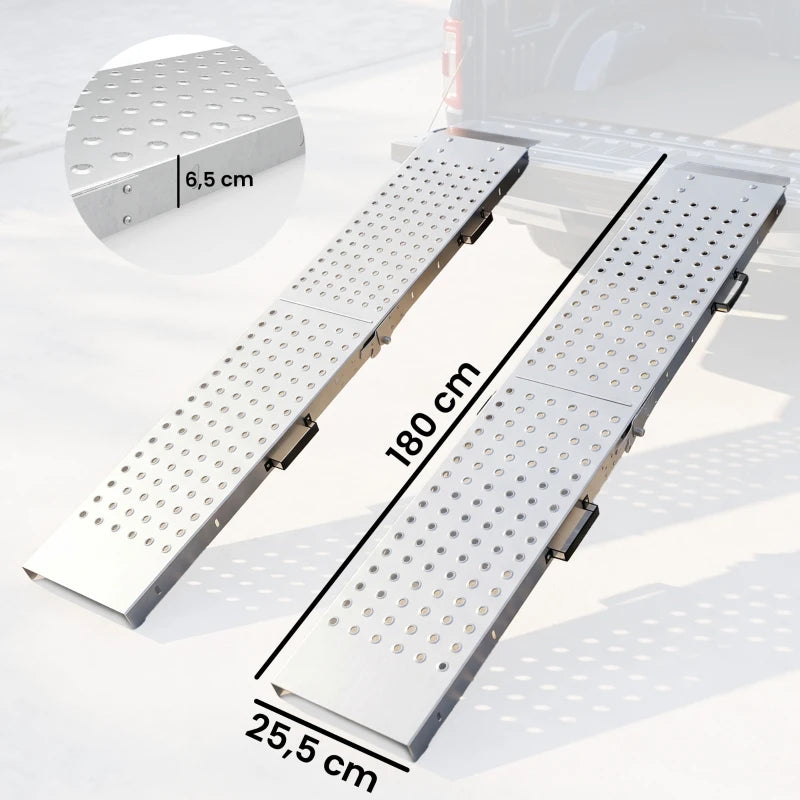 Nancy's Tarsogno Laadbruggen - Set van 2 - Oprijbruggen - Oprijplaten - Antislip - Zilver - Staal - 180 x 25,5 x 6,5 cm