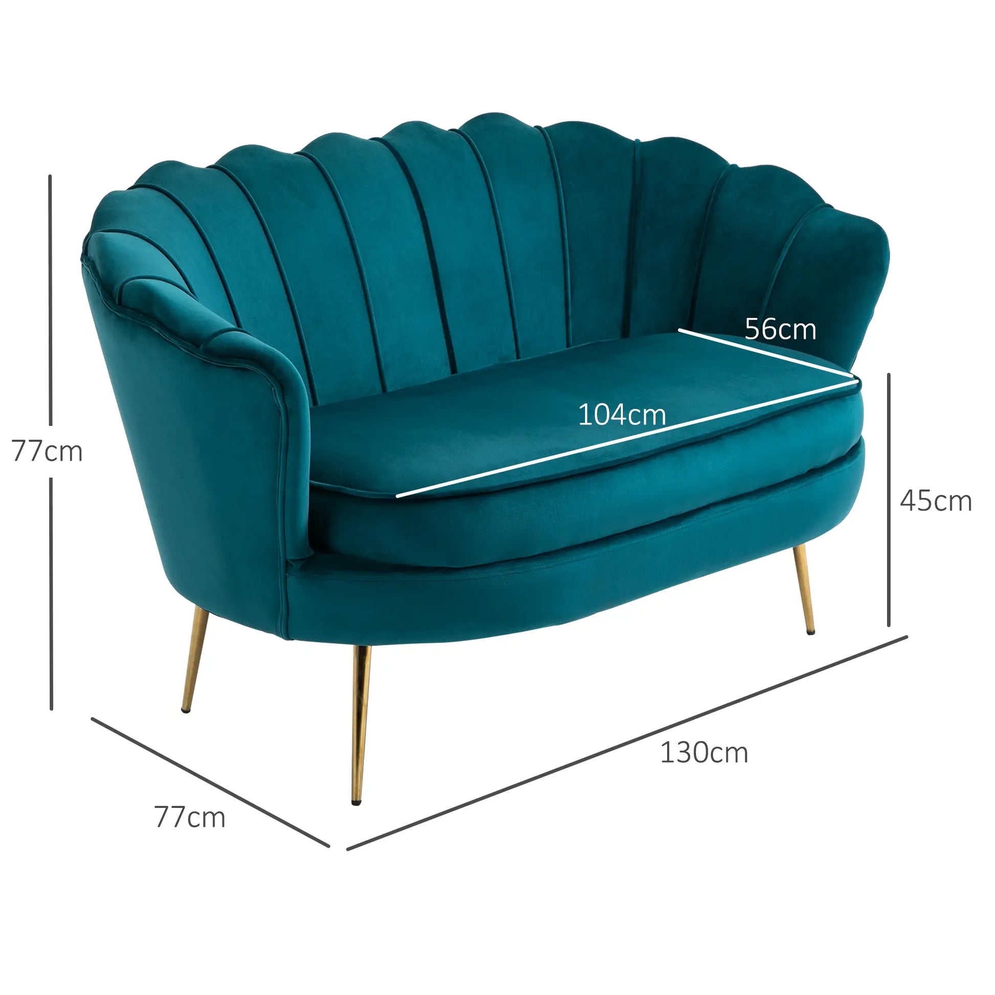 Nancy's Cuorgnè 2-Zitsbank - Tweezitsbank - Bankje - Donkergroen - Fluweel - ± 130 x 75 x 75 cm