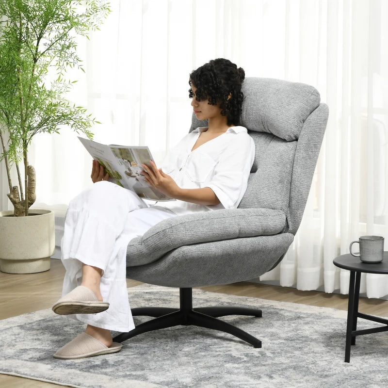Nancy's Apiro Fauteuil - Relaxfauteuil - Relaxstoel - Draaibaar - Grijs - Chenille / Staal