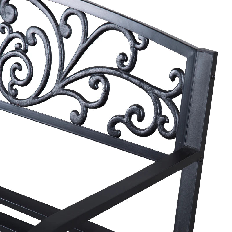 Nancy's Resiutta Tuinbank - Balkonbank - Parkbank - Zwart - Staal - ± 125 x 60 x 85 cm