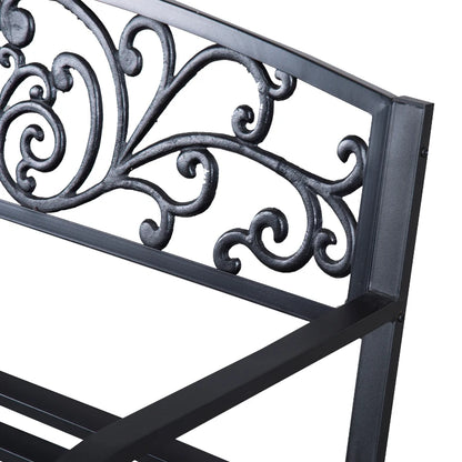 Nancy's Resiutta Tuinbank - Balkonbank - Parkbank - Zwart - Staal - ± 125 x 60 x 85 cm