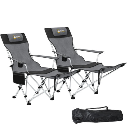 Nancy's Radicofani Campingstoelen - Strandstoelen - Set van 2 - Opvouwbaar - Grijs / Zwart