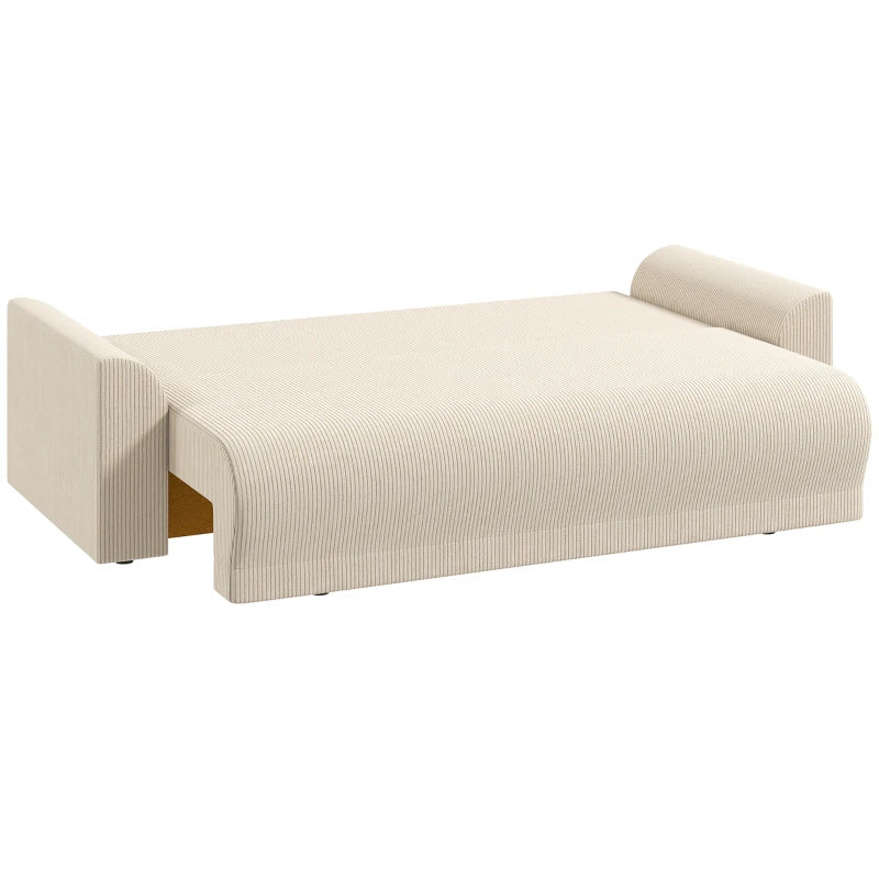 Nancy's Staffolo Slaapbank - Ligbank - Logeerbed - Beige - Corduroy