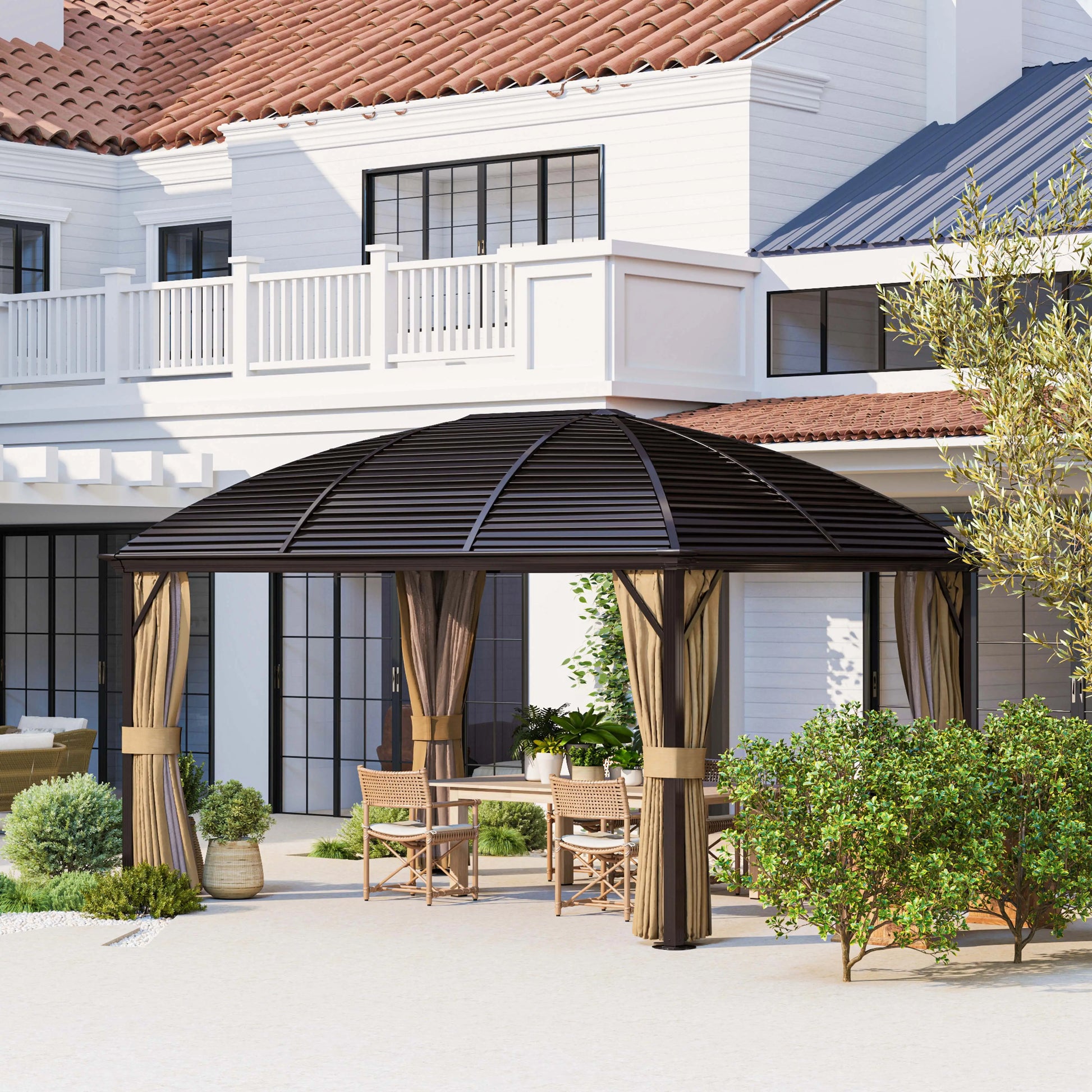 Nancy's Calatafimi Paviljoen - Tuinpaviljoen - Pergola - Terrasoverkapping - Bruin - ± 400 x 300 x 280 cm