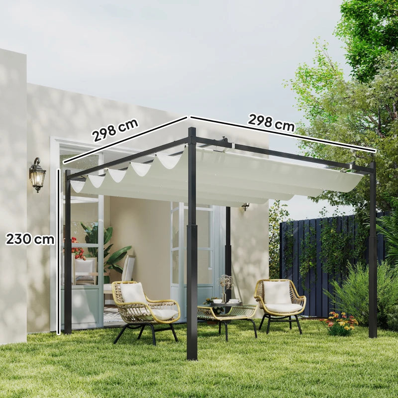 Nancy's Sulzano Pergola - Tuinpaviljoen - Uitschuifbare luifel - UV-Bescherming - Crèmewit - ± 300 x 300 x 230 cm