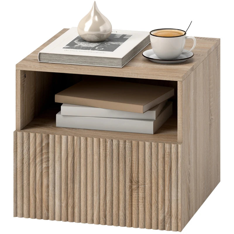 Nancy's Pedavena Zwevend Nachtkastje - Bijzettafeltje - Scandinavisch - Naturel Hout - ± 40 x 40 x 35 cm