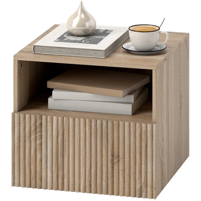 Nancy's Pedavena Zwevend Nachtkastje - Bijzettafeltje - Scandinavisch - Naturel Hout - ± 40 x 40 x 35 cm