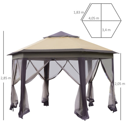 Nancy's Precious Paviljoen - Party tent - Tuin Paviljoen - Beige / Bruin - ± 400 x 340 cm