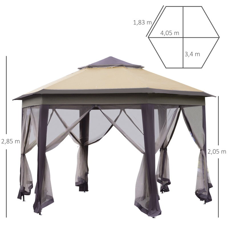Nanyc's Precious Pavilion - Tente de fête - Pavillon de Jardin - Beige / Marron - ± 400 x 340 cm