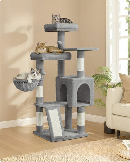 Nancy's Sestriere Krabpaal - Kattenboom - Krabplank - Grijs - Pluche - ± 50 x 50 x 135 cm