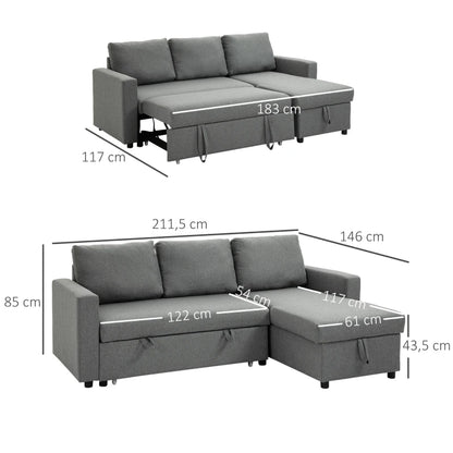 Nancy's Alfedena Hoekbak - Zitbank - Chaise Longue - Slaapbank - Lichtgrijs - 210 cm breed