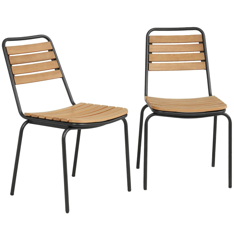 Nancy's Siusi Tuinstoelen - Set van 2 - Balkonstoelen - Terrasstoelen - Natuurlijk hout / zwart