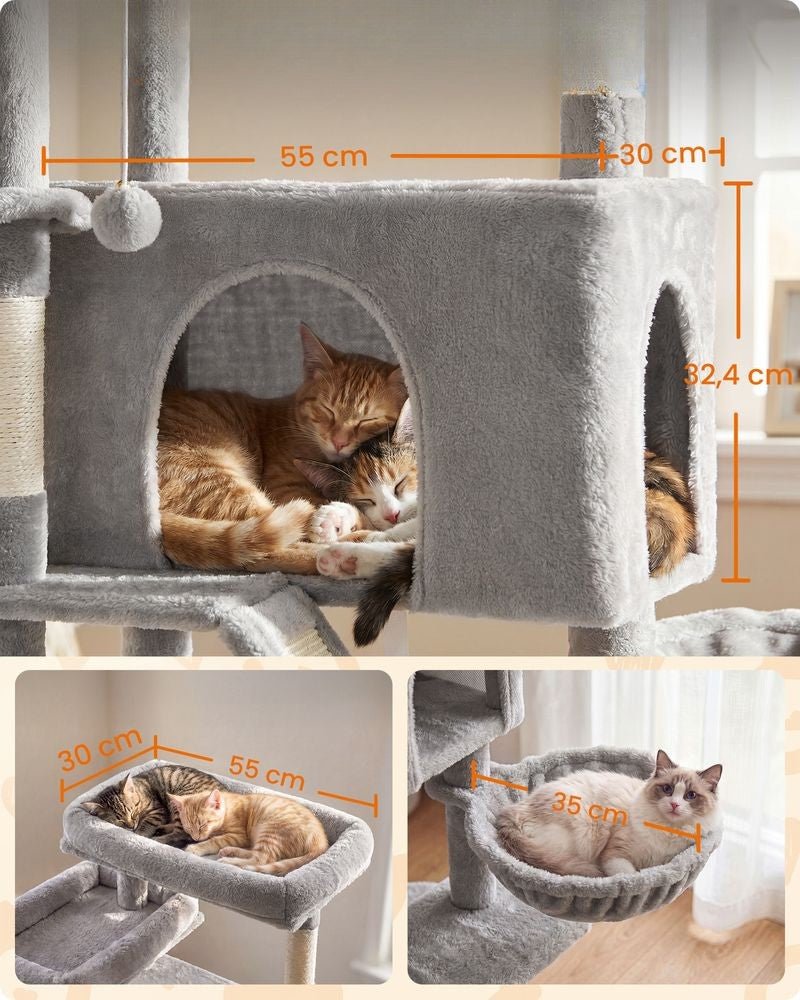 Nancy's Terminillo Krabpaal - Kattenboom - Klimboom voor katten - Lichtgrijs - ±  55 x 45 x 205 cm